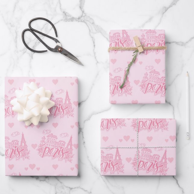 Paris Pink Wrapping Paper (Front)