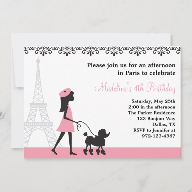 Paris Poodle Invitations (Front)