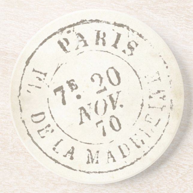 Paris Postmark Vintage French Carte Postale France Coaster (Front)