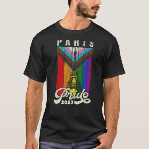 Paris Pride 2023 Eiffel Tower Progress Pride Flag T-Shirt
