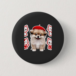 Paris Pup & Kitty Crew � Cute Beret Dog and Cat 6 Cm Round Badge