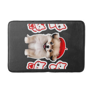 Paris Pup & Kitty Crew � Cute Beret Dog and Cat Bath Mat