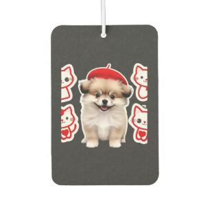 Paris Pup & Kitty Crew � Cute Beret Dog and Cat Car Air Freshener