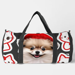 Paris Pup & Kitty Crew � Cute Beret Dog and Cat Duffle Bag