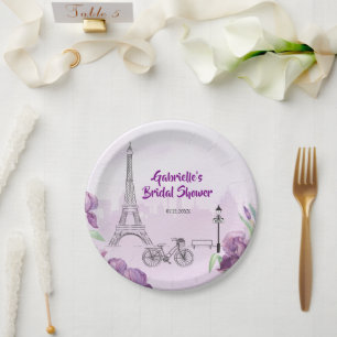 Paris Purple Iris French Paper Plate