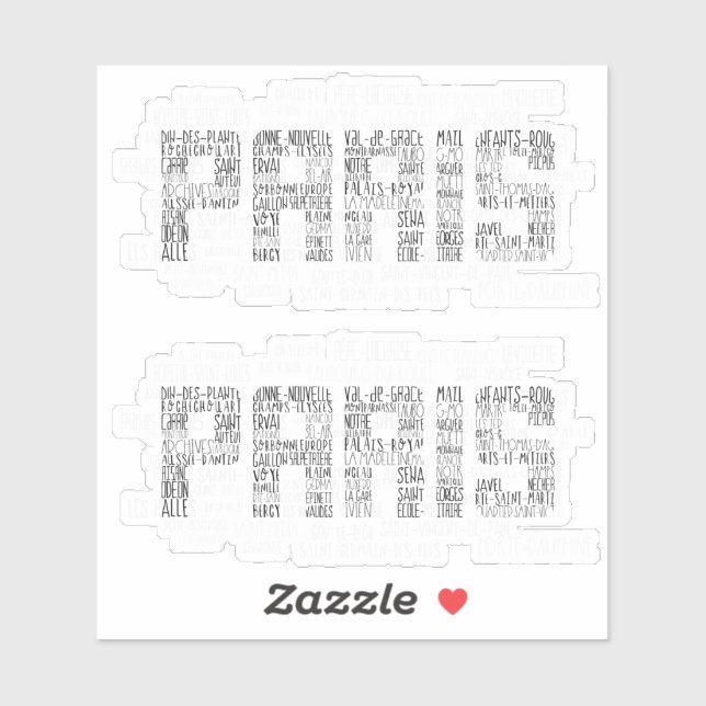 Paris Quarters Typographic Word Art (Sheet)
