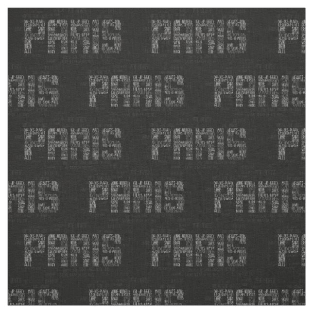 Paris Quarters Typographic Word Art Fabric (Swatch)