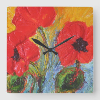 Paris' Red Poppies Wall Clock