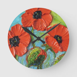 Paris' Red Poppies Wall Clock