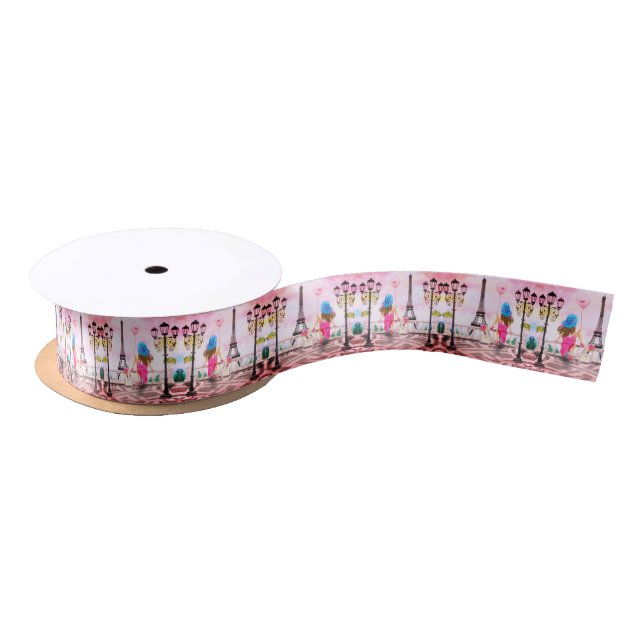 Paris Ribbon Eiffel Tower Satin Ribbon (Spool)