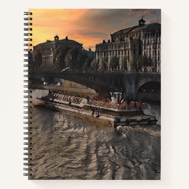 Paris River Wall Art Cityscape Sunset Scene Notebook (Front)