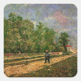 Paris Road with Peasant by Vincent van Gogh Square Sticker