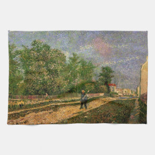 Paris Road with Peasant by Vincent van Gogh Tea Towel