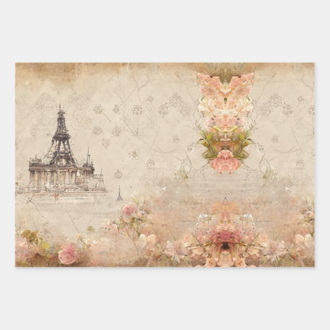 Paris Romance Themed Wrapping Paper (Front)