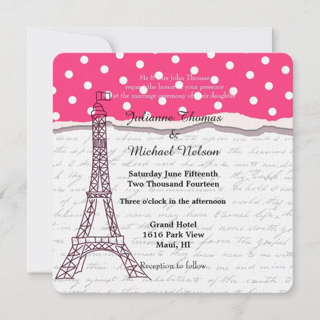 Paris Romance Wedding Invitation (Front)