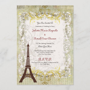 Paris Romantic Vintage Style Wedding Invitation