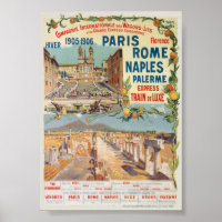 Paris Rome Naples Vintage Poster 1905
