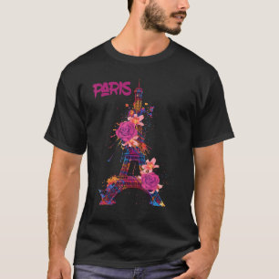 Paris Roses Eiffel Tower Souvenir France French Lo T-Shirt