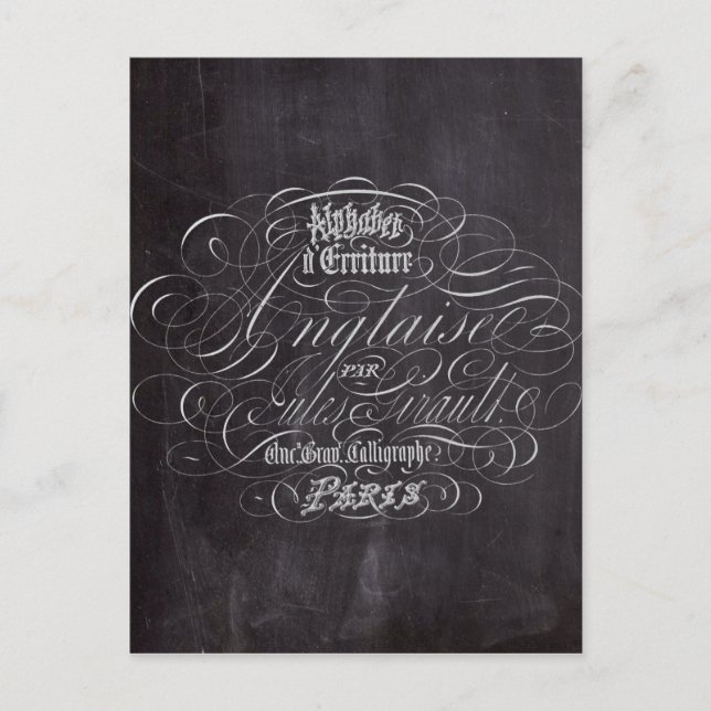 Paris rustic country chalkboard French Scripts Postcard (Front)
