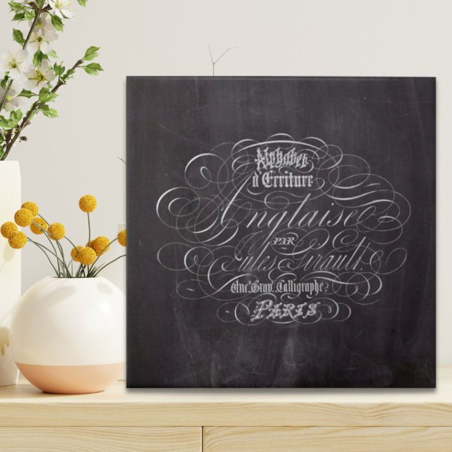 Paris rustic country chalkboard French Scripts Tile (Paris rustic country chalkboard French Scripts Tile)