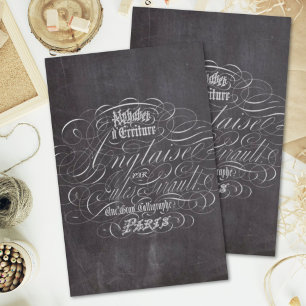 Paris rustic country chalkboard French Scripts Tissue Paper