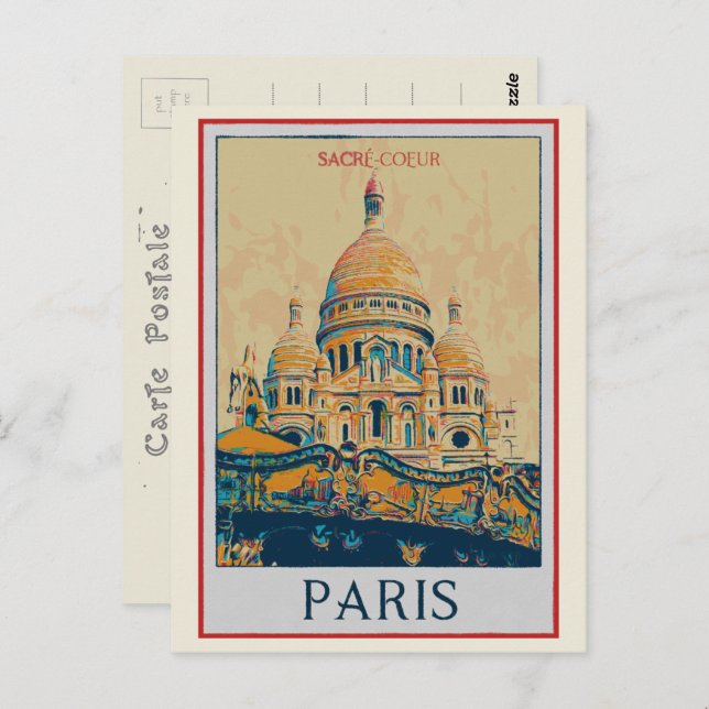 Paris Sacré Coeur illustration France Postcard (Front/Back)
