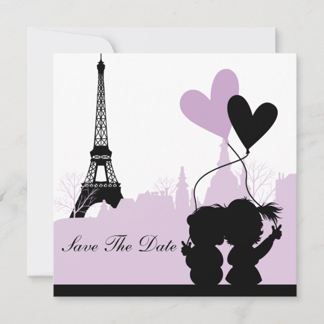 Paris Save the Date Announcement (Purple 2) (Front)