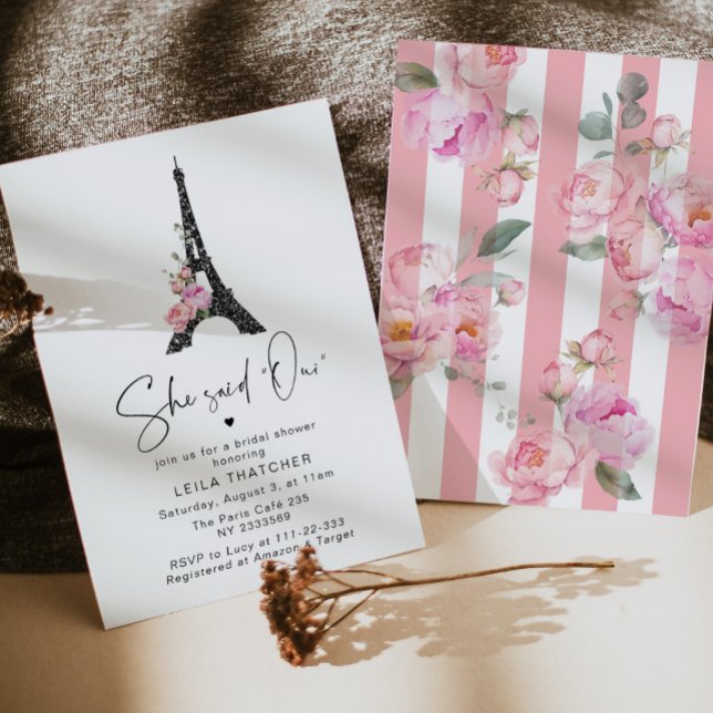 Paris She said Oui minimalist french bridal shower Invitation (Creator Uploaded)