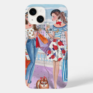 Paris Shopping Fashion Girls Chic Illustrated Case-Mate iPhone 14 Case