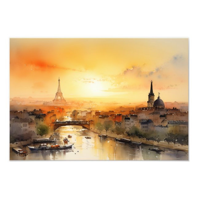 Paris skyline at sunset photo print (Front)