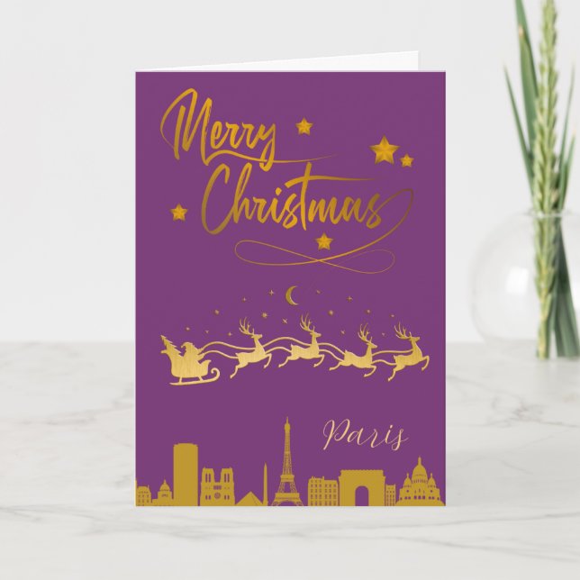 Paris Skyline Christmas Card (Front)