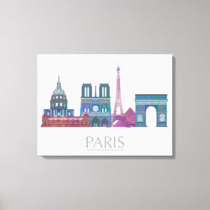 Paris Skyline Coloured Buildings Canvas Print