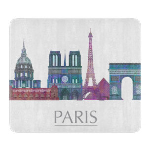 Paris Skyline Coloured Buildings Cutting Board