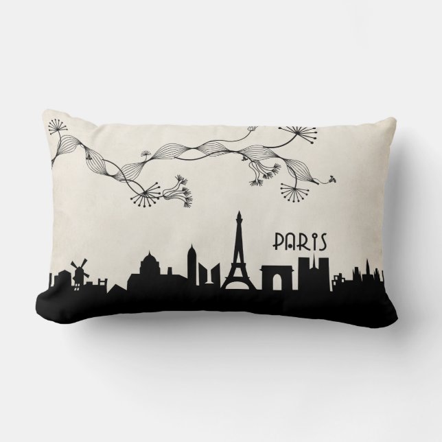 paris skyline deco lumbar cushion (Front)