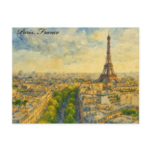 Paris Skyline in Watercolor – Eiffel Tower