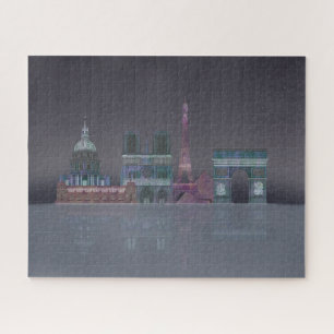 Paris Skyline Night Reflections Jigsaw Puzzle