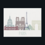 Paris Skyline Postcard<br><div class="desc">Paris Skyline by Fab Funky. Features a collection of famous landmarks of Paris in muted colours.</div>
