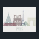 Paris Skyline Postcard<br><div class="desc">Paris Skyline by Fab Funky. Features a collection of famous landmarks of Paris in muted colours.</div>