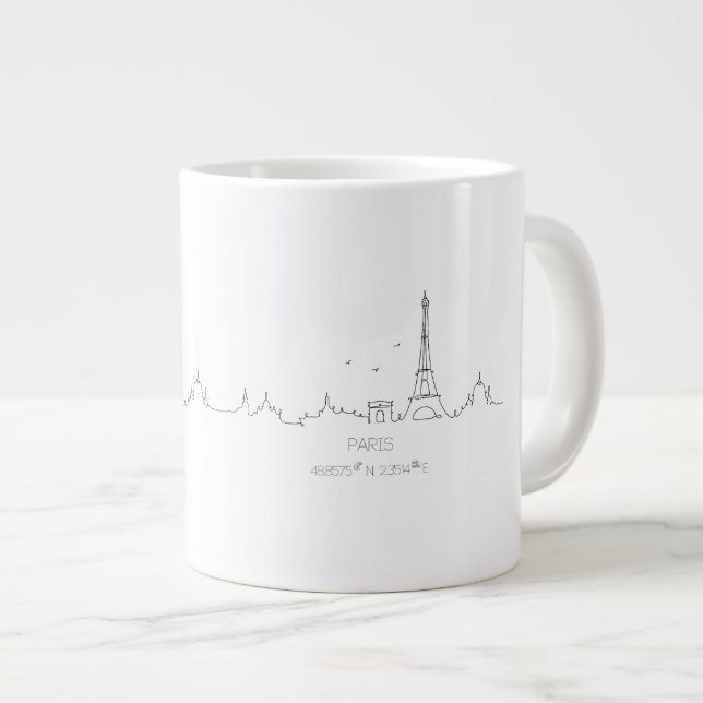 Paris skyline with coordinates mug (Front Right)