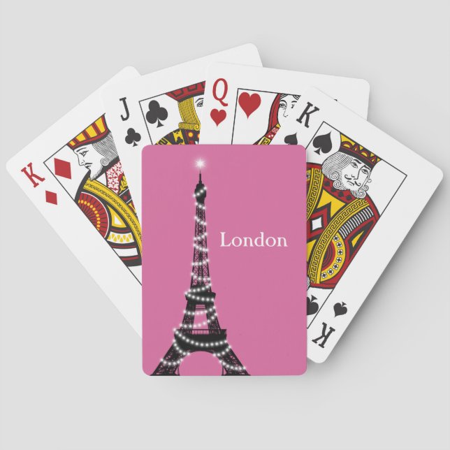 Paris Sparkles Everywhere Poker Cards fuchsia (Back)