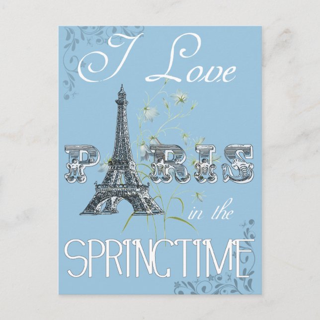 Paris Spring Love Art Postcard (Front)