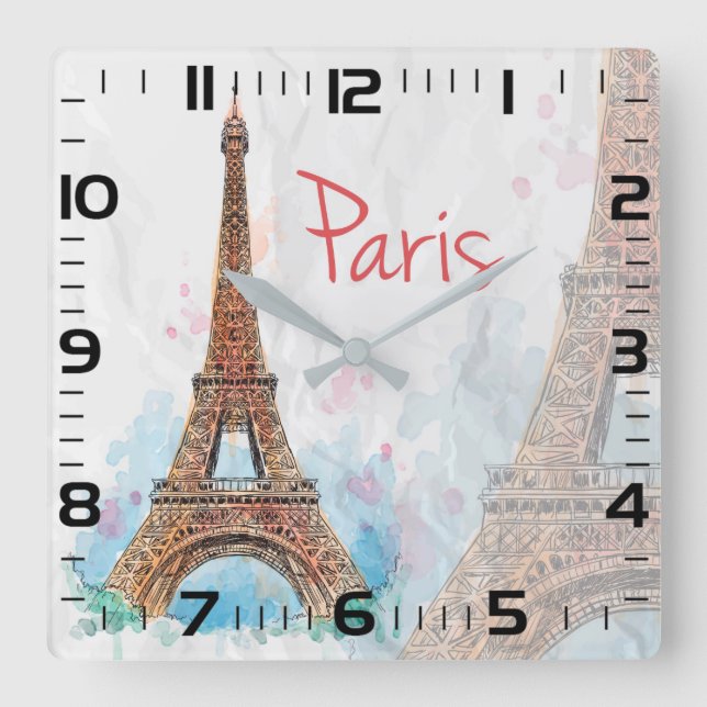 Paris Square Wall Clock (Front)