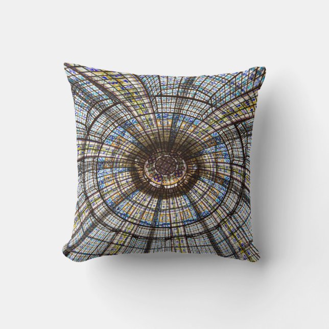Paris Stained Glass Throw Pillow (Front)