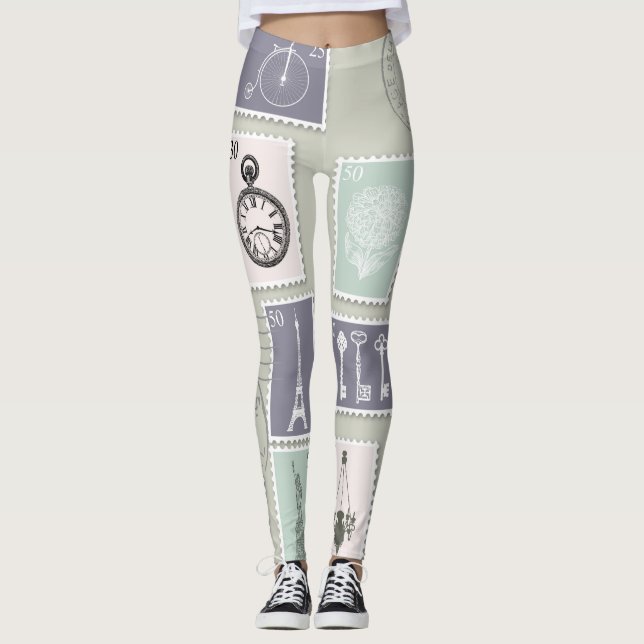 Paris Stamps Leggings (Front)