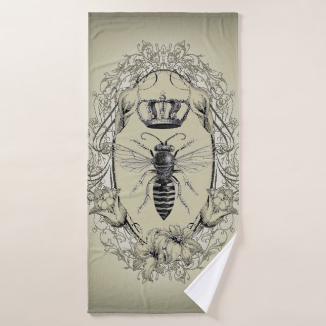 paris steampunk beekeeper french bee queen crown bath towel set (Bath Towel)