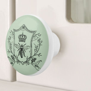 paris steampunk beekeeper french bee queen crown ceramic knob