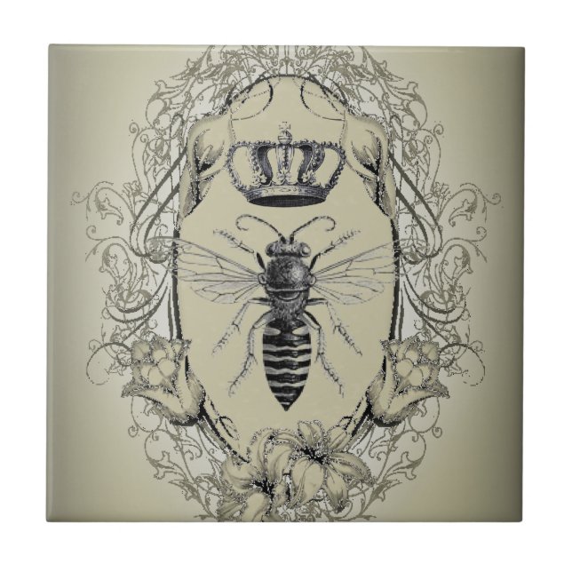 paris steampunk beekeeper french bee queen crown ceramic tile (Front)