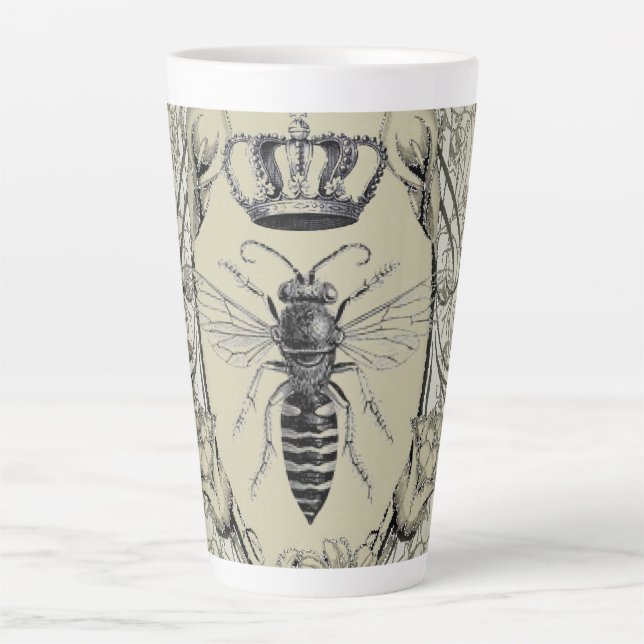 paris steampunk beekeeper french bee queen crown latte mug (Front)