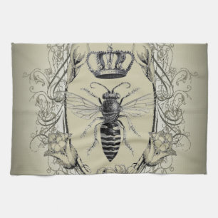 paris steampunk beekeeper french bee queen crown tea towel