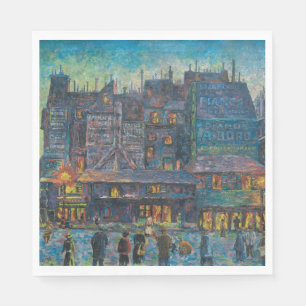 Paris Street Lit Up At Night (French Art) Napkin